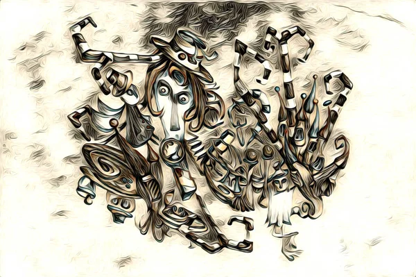 Fable Plezier Surrealistische Illustratie Tekening Schets Schilderen Droom — Stockfoto