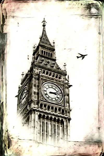 London Konst Ritning Skiss Illustration Kul Design Vintage Retro — Stockfoto