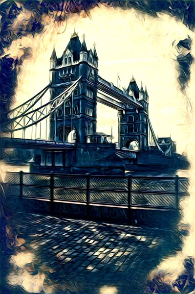 Londres Arte Desenho Esboço Ilustração Diversão Design Vintage Retro — Fotografia de Stock