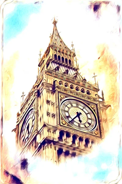 Лондонское Искусство Рисунок Набросок Иллюстрации Весело Дизайн Винтажного Ретро — стоковое фото
