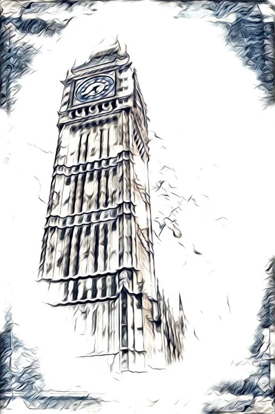 Londres Dessin Art Croquis Illustration Fun Design Vintage Rétro — Photo