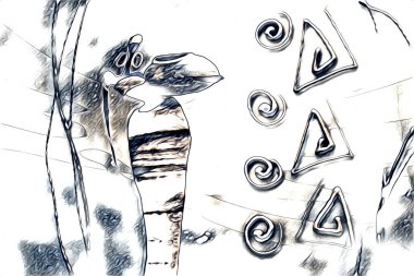 Afrikalı etnik retro vintage çizim çizimi