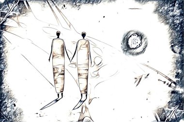 Afrikalı etnik retro vintage çizim çizimi