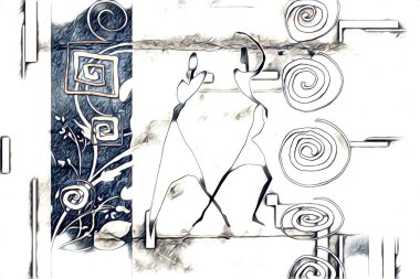 Afrikalı etnik retro vintage çizim çizimi