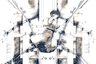 Afrikalı etnik retro vintage çizim çizimi