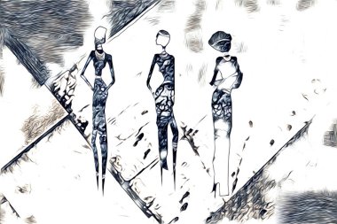 Afrikalı etnik retro vintage çizim çizimi