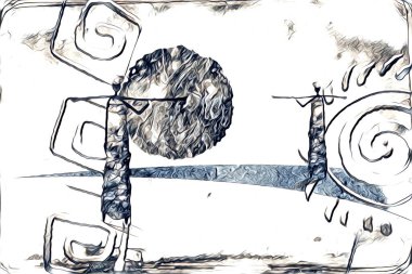 Afrikalı etnik retro vintage çizim çizimi