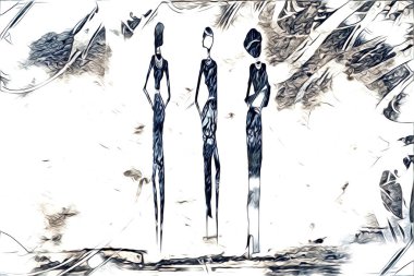 Afrikalı etnik retro vintage çizim çizimi