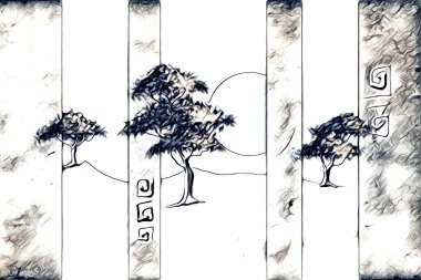 Afrikalı etnik retro vintage çizim çizimi