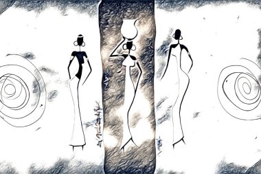 Afrikalı etnik retro vintage çizim çizimi