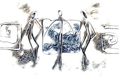 Afrikalı etnik retro vintage çizim çizimi