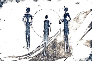 Afrikalı etnik retro vintage çizim çizimi