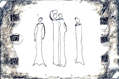 Afrikalı etnik retro vintage çizim çizimi