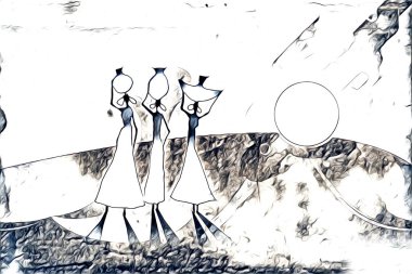 Afrikalı etnik retro vintage çizim çizimi