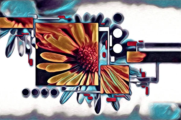 Fondo Vintage Con Ilustración Arte Flor Pintura — Foto de Stock