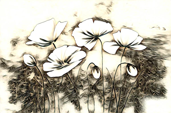 Fond Vintage Avec Illustration Art Peinture Fleurs — Photo