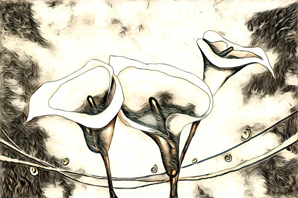 Vintage Tle Sztuką Ilustracja Kwiat Malarstwo — Zdjęcie stockowe