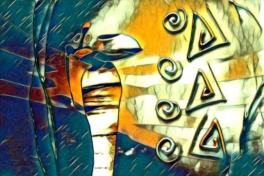 Afrikalı etnik retro vintage çizim çizimi