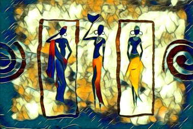 Afrikalı etnik retro vintage çizim çizimi