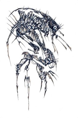 Sibernetik imgelemler gelecekteki dünyada gelecekteki metalik bilim kurgu erkek insansı sayborgun resimleridir.