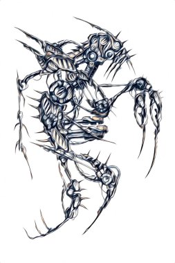 Sibernetik imgelemler gelecekteki dünyada gelecekteki metalik bilim kurgu erkek insansı sayborgun resimleridir.