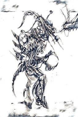 Sibernetik imgelemler gelecekteki dünyada gelecekteki metalik bilim kurgu erkek insansı sayborgun resimleridir.