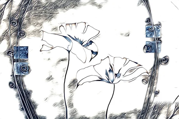 Vintage Background Art Illustration Flower Painting — Stock Photo, Image