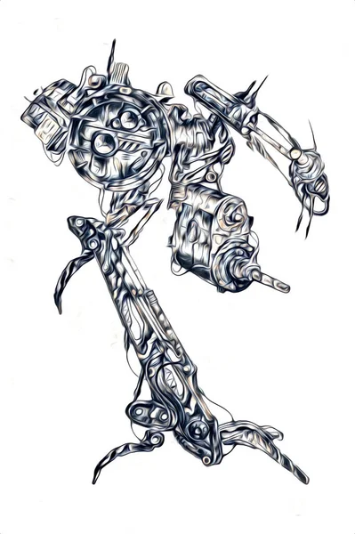 Ilustración Visiones Cibernéticas Del Ciborg Humanoide Masculino Futurista Ciencia Ficción —  Fotos de Stock