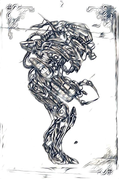 Viziuni Cibernetice Ilustrare Science Fiction Ului Metalic Futurist Cyborg Umanoid — Fotografie, imagine de stoc