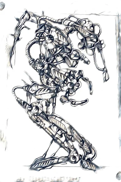 Ilustración Visiones Cibernéticas Del Ciborg Humanoide Masculino Futurista Ciencia Ficción — Foto de Stock