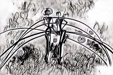 Afrikalı etnik retro vintage çizim çizimi