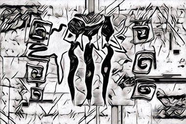 Afrikalı etnik retro vintage çizim çizimi