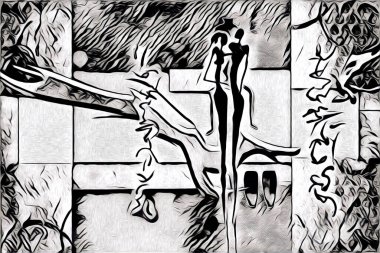 Afrikalı etnik retro vintage çizim çizimi