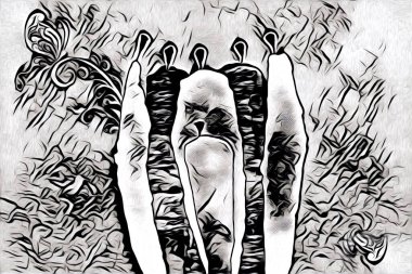 Afrikalı etnik retro vintage çizim çizimi