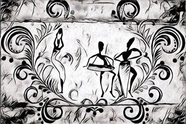 Afrikalı etnik retro vintage çizim çizimi