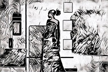 Afrikalı etnik retro vintage çizim çizimi