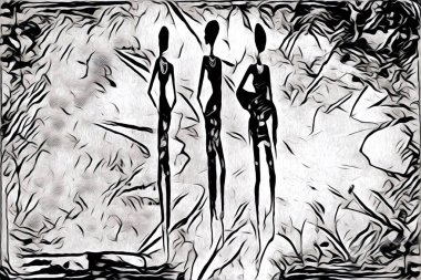 Afrikalı etnik retro vintage çizim çizimi