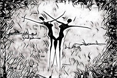 Afrikalı etnik retro vintage çizim çizimi