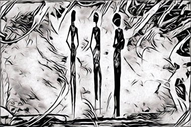 Afrikalı etnik retro vintage çizim çizimi