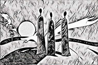 Afrikalı etnik retro vintage çizim çizimi