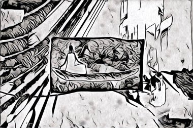 Afrikalı etnik retro vintage çizim çizimi