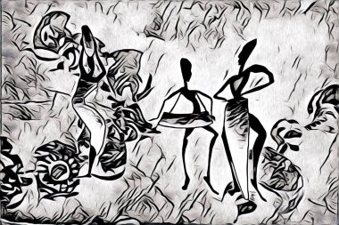 Afrikalı etnik retro vintage çizim çizimi