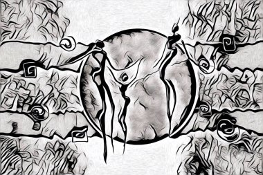 Afrikalı etnik retro vintage çizim çizimi