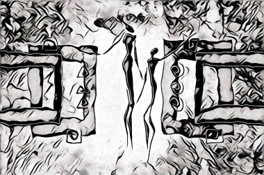 Afrikalı etnik retro vintage çizim çizimi