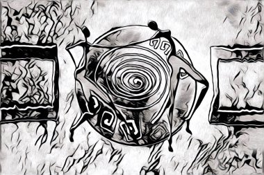 Afrikalı etnik retro vintage çizim çizimi