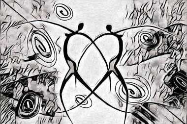 Afrikalı etnik retro vintage çizim çizimi