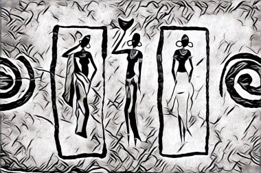 Afrikalı etnik retro vintage çizim çizimi