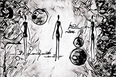 Afrikalı etnik retro vintage çizim çizimi