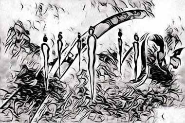 Afrikalı etnik retro vintage çizim çizimi