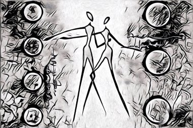 Afrikalı etnik retro vintage çizim çizimi